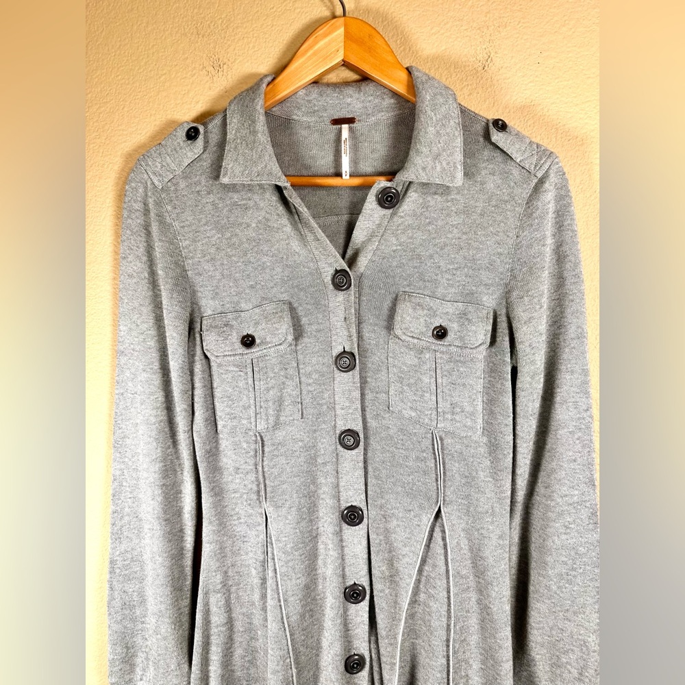 Free People Sweater Dress/Jacket/Cardigan Gray Button Down Long Sleeve - Picture 6 of 12